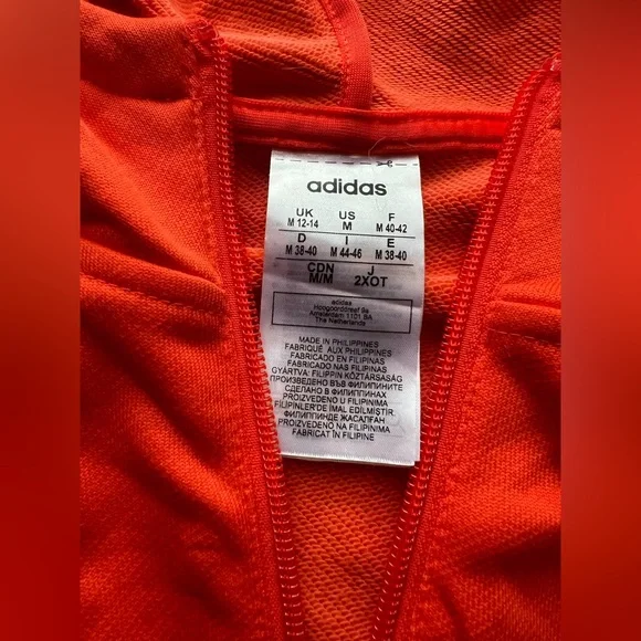 Adidas Lightweight Orange Hoodie / Sweatshirt Men’s Medium - Picture 4 of 5